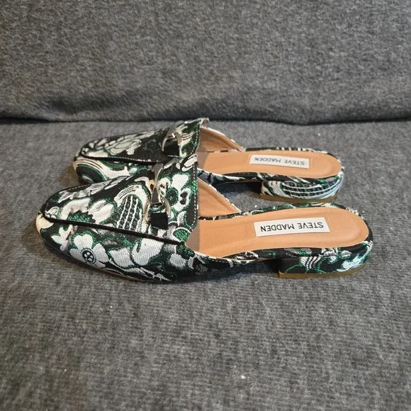 Steve Madden Women's Embroidered Floral Loafers Sz 8 Green Black - Picture 4 of 8